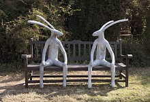 DU TOIT HARE PAIR ON A BENCH web