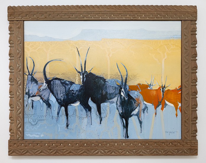 KEITH JOUBERT, Antelope
Oil on canvas with carved frame