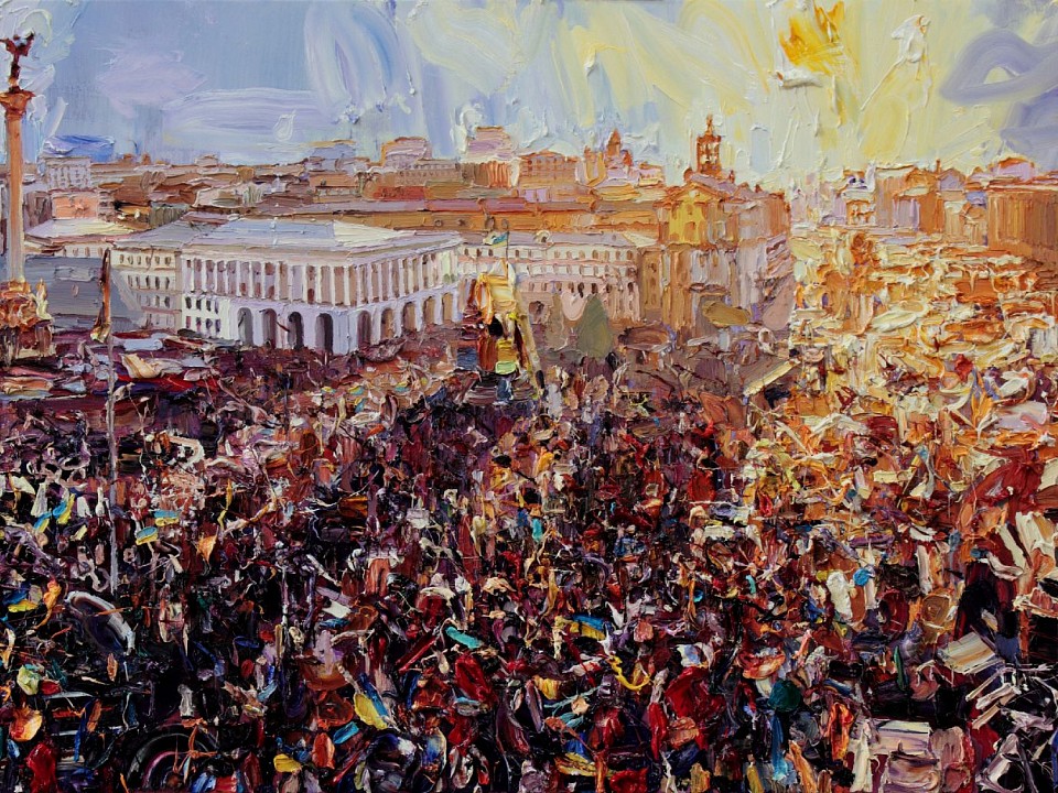nigel mullins euromaidan oil on canvas 100 x 200 cm kyiv