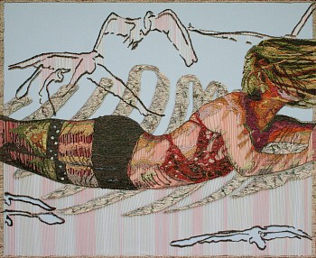 a new dance newspaper tapestry on foam core. 100x122cm