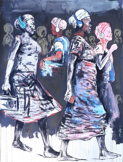 NELSON MAKAMO, As Yet Untitled II (Women Walking)
2015, Mixed media on paper