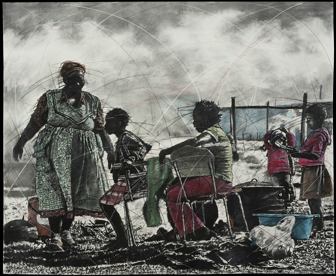 PHILLEMON HLUNGWANI, Va Vasati A Tirhweni (Women at Work)
2015, Charcoal and pastel on paper