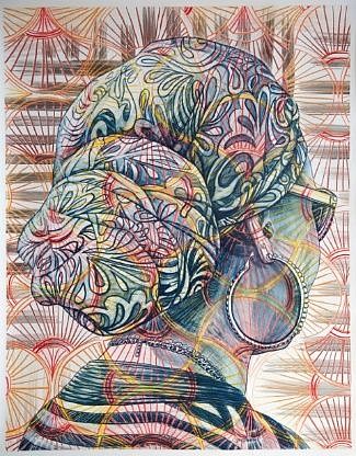 GARY STEPHENS, Frida, The Swirl Pattern Scarf with Hoop
Chalk pastel