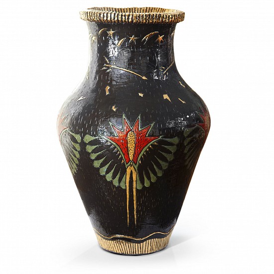 LUCINDA MUDGE, Vase with Art Deco Design and Arrows
Ceramic, gold lustre