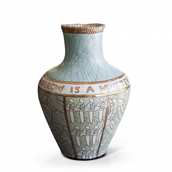 LUCINDA MUDGE, Yesterday is History Tomorrow is a Mystery
Ceramic, gold lustre