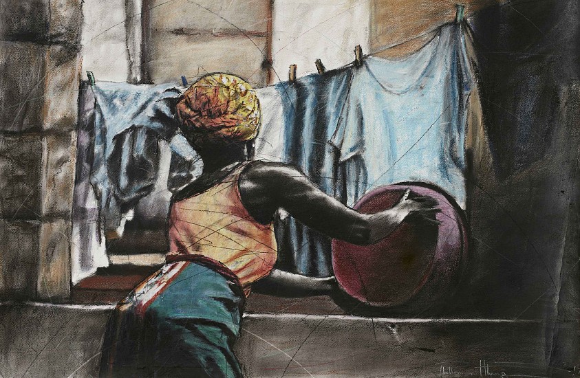 PHILLEMON HLUNGWANI, N'wansati wa ri pfumelo (Women of faith) II
Charcoal and pastel on paper