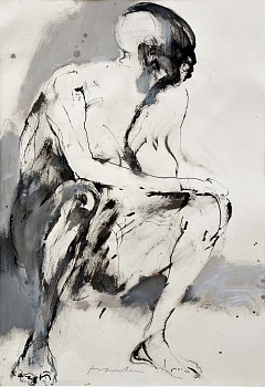 Franta Homme Assis Lavis ink on paper