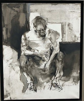 Franta Homme Assis Bronx ink on paper mounted on canvas 80 x 65cm