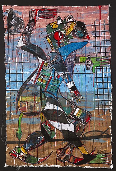 BLESSING NGOBENI, Modern Puppet II
Mixed media on canvas