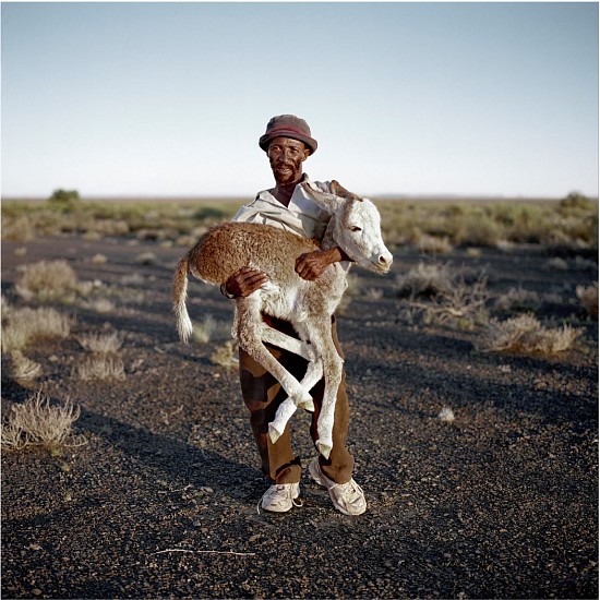 DANIEL NAUDÉ, David Tieties with his three-day-old donkey. Verneukpan, Northern Cape, 6 April 2009 (Animal Farm) 2007-2012
C-Print, Lightjet on Fujifilm professional paper, Dibonded on aluminium