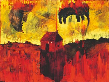 The Moon cried when the elephant died and the poacher ran to hide 90x120cm oil on canvas