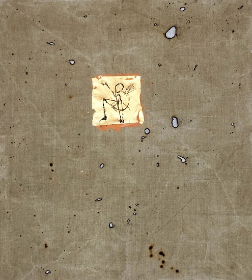 GUY FERRER, Meteorite
Ink and gold leaf on burnt linen canvas