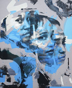 destructure 2019 oil & silkscreen on linen 170x140cm hr