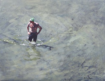Denby Meyer Lagoon Swimming Acrylic on canvas 25 x 46 cm