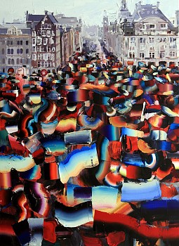 Climate Change Protest, Amsterdam, 2019. oil on canvas, 150 x 110 cm