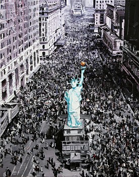 VE Day, New York, 1945, 2019, oil on canvas, 140 x 110 cm