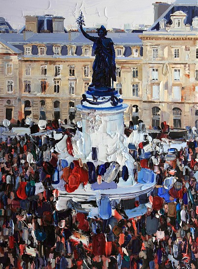 NIGEL MULLINS, Mass Gathering for Charlie Hebdo, Paris
Oil on canvas