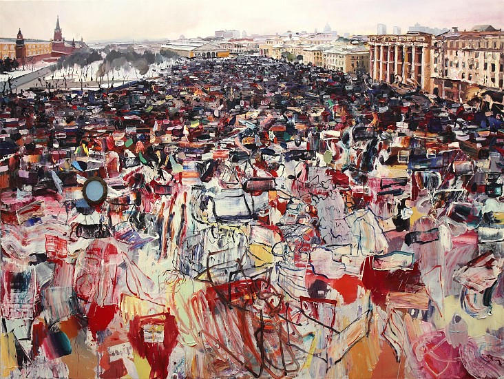 NIGEL MULLINS, Gathering in Moscow, 1991
oil on canvas with frame and supawood