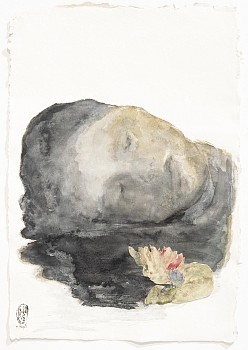 Shany van den Berg, A Prophetic Dream, watercolour and collage on vintage paper, 62 x 42 cm