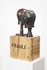 Shany van den Berg, Kaai'mans, sculpture wooden plinth, glass, steel, impasto oil paint and engraving on 1920's wooden hat stand, 68cm 35 x 25cm