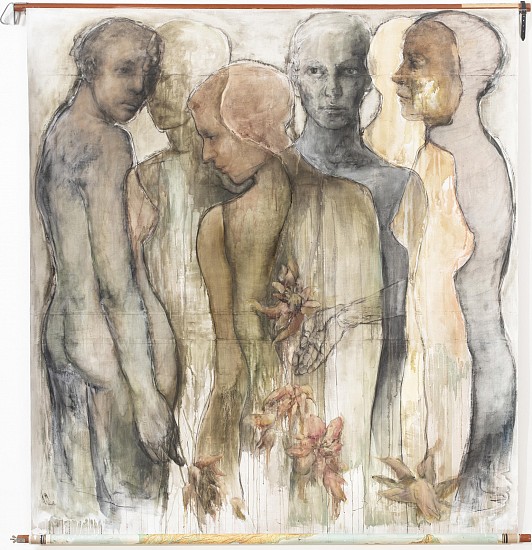 SHANY VAN DEN BERG, From Here to There
charcoal, watercolour and oil on vintage map