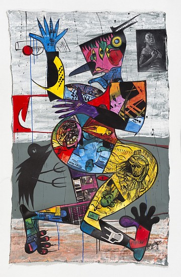 BLESSING NGOBENI, Dance On Ancestral Ash 1
Acrylic and collage on canvas