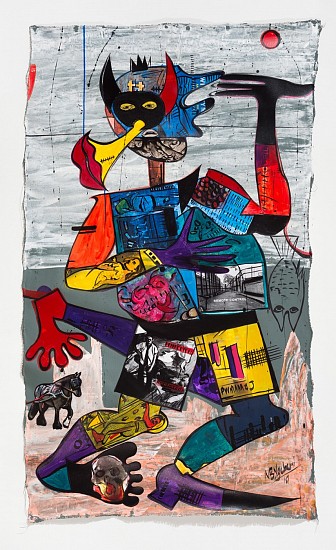 BLESSING NGOBENI, Dance On Ancestral Ash 2
Acrylic and collage on canvas