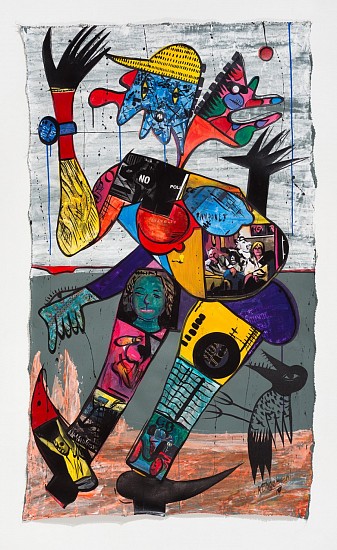 BLESSING NGOBENI, Dance On Ancestral Ash 3
Acrylic and collage on canvas