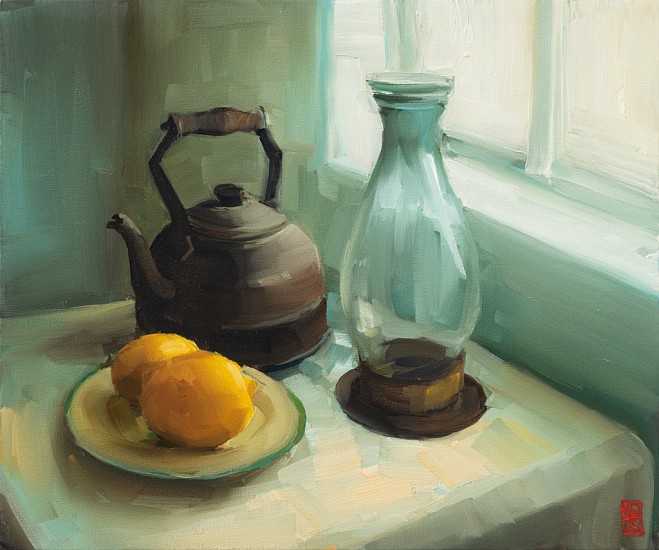 SASHA HARTSLIEF, Kettle with Lamp and Lemons
Oil on canvas