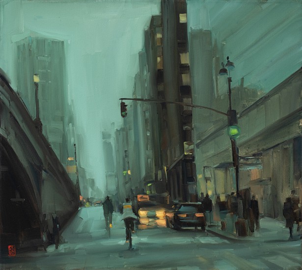 SASHA HARTSLIEF, City at Dusk
Oil on canvas