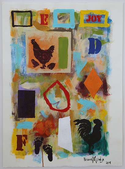 VELAPHI MZIMBA, Abstract with Rooster
acrylic on paper