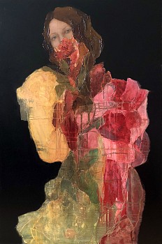 flou(Ã‰â„¢)r, paper collage and oil on board 90 x 60 cm