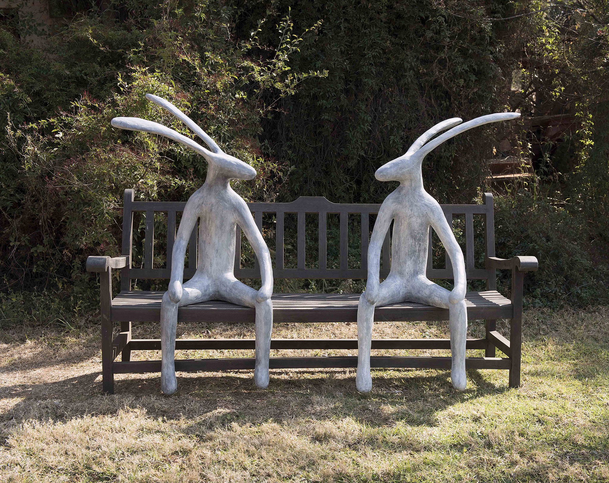 DU TOIT HARE PAIR ON A BENCH web