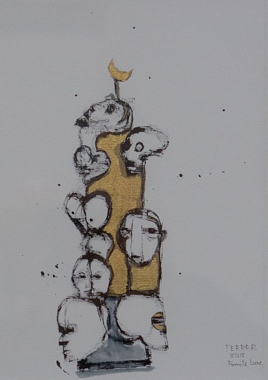 GUY FERRER, Famille-Lune
Ink and gold leaf on paper