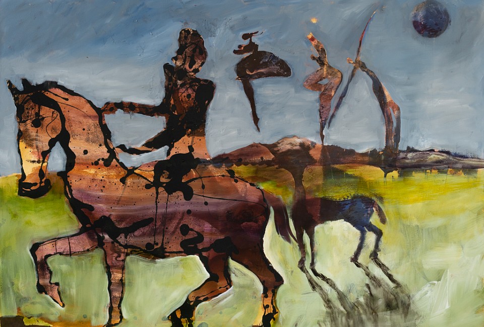 Beezy Bailey, Peaceful Battlefield, oil on canvas, 150 x 200 cm