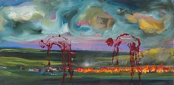 Beezy Bailey, The Duke's Hounds, oil on canvas, 50 x 100 cm