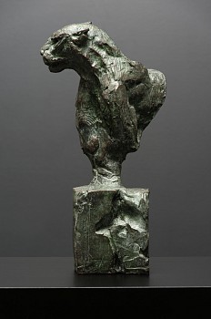 Dylan Lewis, S473 Lying Leopard Bust, ed9 of 12, Bronze, 36 x 12 x 18.5cm