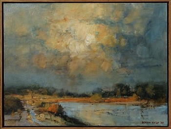 Bushveld Dam with Storm Cloud, Sabie Sand, 46cm x 61cm, Oil on Canvas
