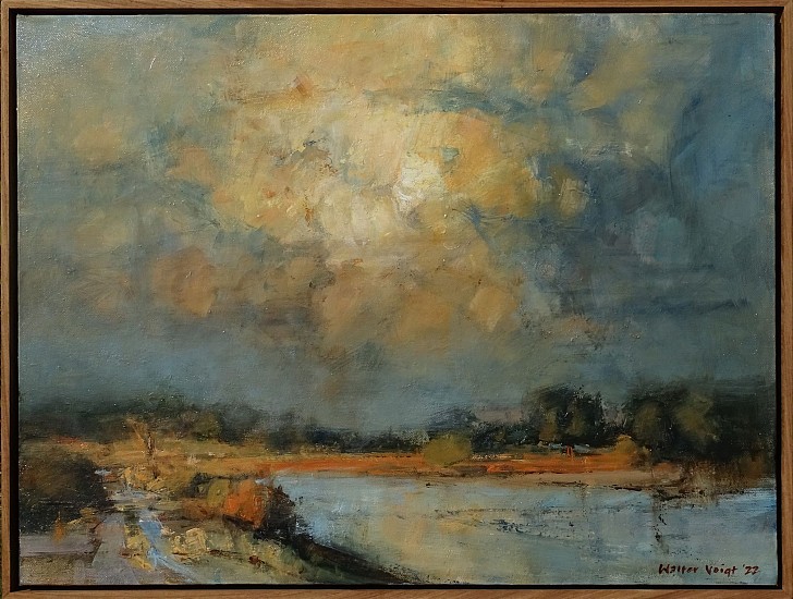 WALTER VOIGT, Bushveld Dam with Storm Cloud, Sabie Sand
Oil on canvas