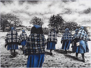 Rivala hiti xaniseko ta tolo u tiphina eka nkarhi wa sweswi III (Forget about yesterday's pain and enjoy the moments of the present III),100 x 150.7 cm