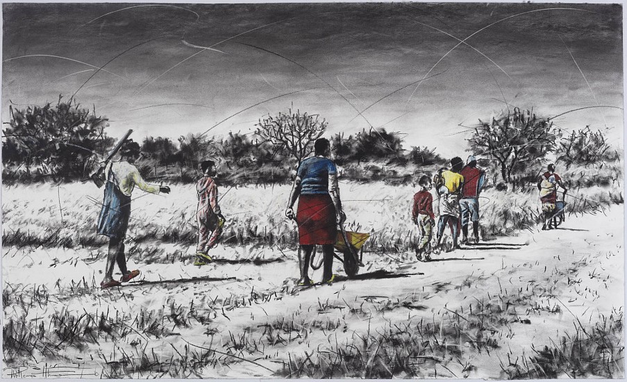 PHILLEMON HLUNGWANI, Tirha ku kondza u kuma leswi u swi lavaka evuton'wini I (Work it out until you find the opportunities you want in life I)
Charcoal and pastel on paper
