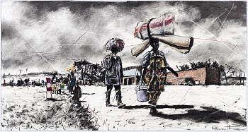 ku hava ku tlhelela endzhaku IV (no retreat IV), 40.5 x 76 cm