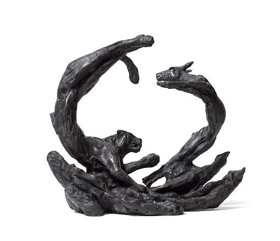 DYLAN LEWIS, S459 Leopard Chasing Buck Maquette III
Bronze