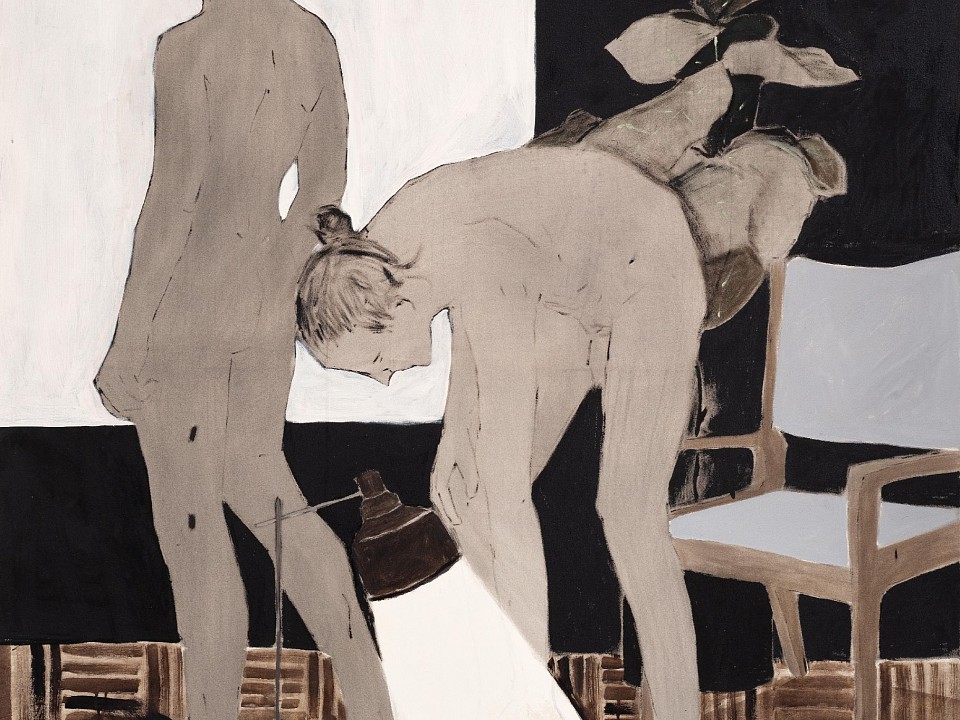 brett seiler living room bitumen and roof paint on canvas 180 x 160 cm