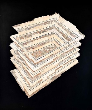 soil horizon 1 cut and reconstituted map fragments on canvas 130 x 110cm low