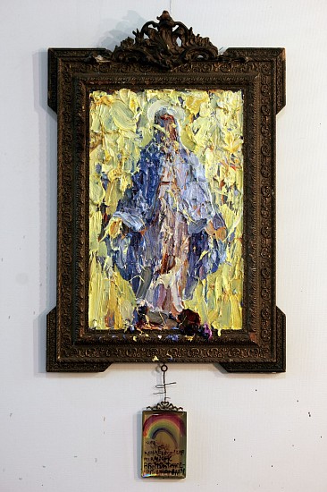 NIGEL MULLINS, Madonna of Sublime Secular Pluralism & Brilliant Autonomy
Oil on panel and frame with glass picture frame and oil on paper