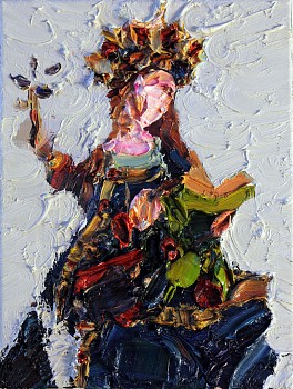 madonna of transcultural moral obligations after jan van eyck genter altar maria 1432 2023 oil on canvas 40 x 30 cm