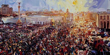 nigel mullins euromaidan oil on canvas 100 x 200 cm kyiv