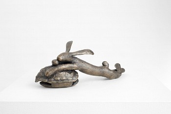 guy du toit lounging on tortoise ed 1 of 1 bronze 9.5 x 9.3 x 24.7 cm c lix whitter