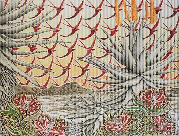 Twilight Aloes with Red Swallows, Graaf Reinet,114 x 151 cm, 2025 (web size)